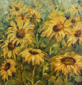 Sonnenblumen I, Öl auf Leinwand